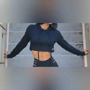 Bombshell Black Cropped Hoodie- Medium. Vintage- No longer made